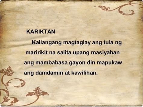 kariktan kahulugan sa tula|ano ang kariktan sa tula .